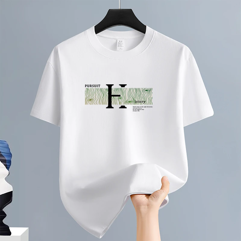 夏季纯棉短袖T恤男士圆领半袖简约百搭潮流宽松透气吸汗休闲上衣