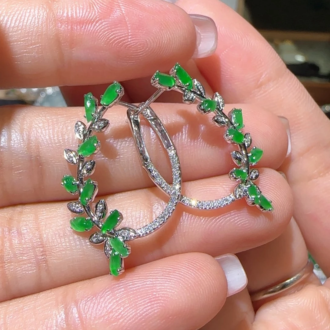 【闪购商品】翡翠耳饰18K金镶嵌缅甸