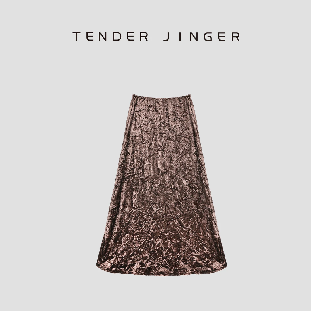 Tender Jinger【黑标】丝绒褶皱气质半身裙T53YIL433Y