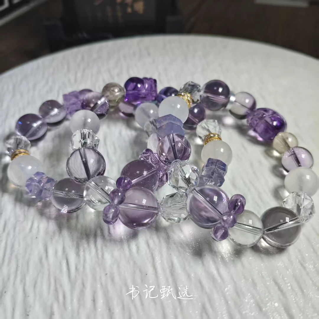 【拾家轩】原创紫水晶单圈手链 多样性发一件 约10-15mm  2609BB