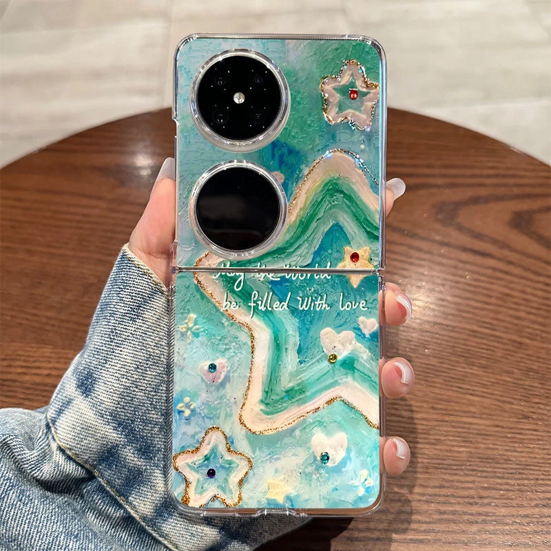 25新款适用于蓝底星星光创意折叠屏手机壳华为荣耀三星oppovivo