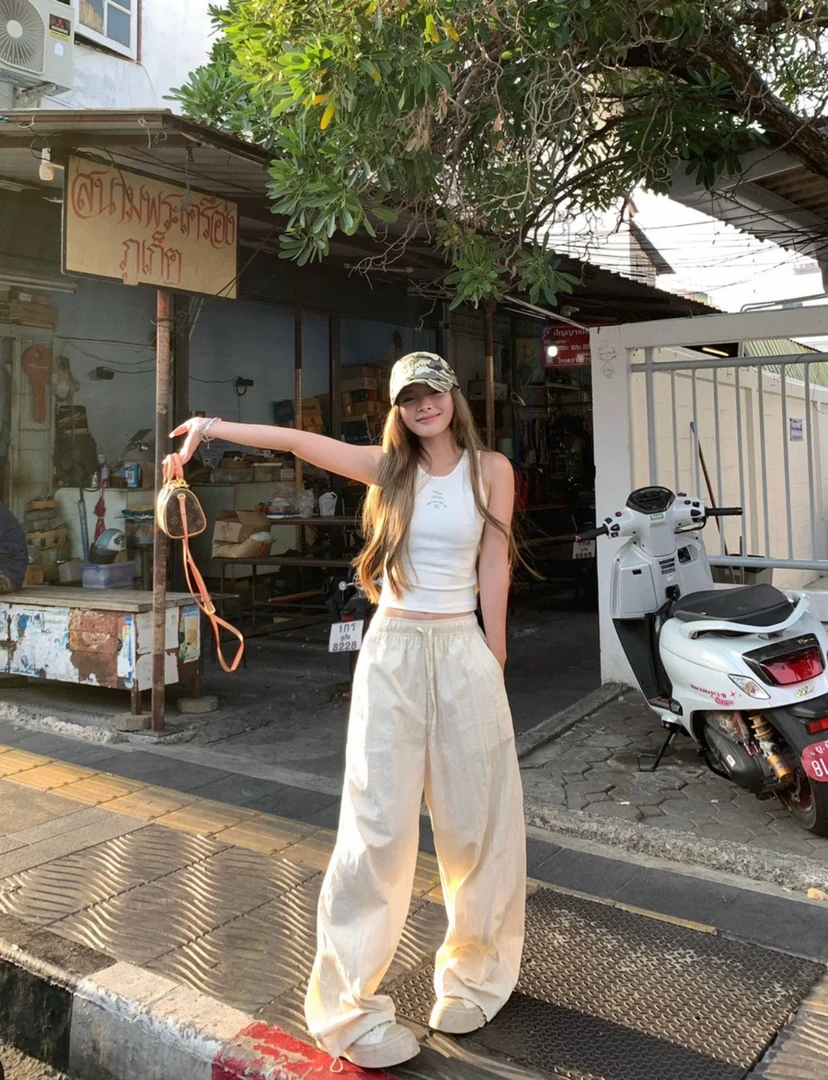 【DK03】速干休闲裤夏季薄款宽松舒适阔腿松紧腰直筒休闲裤