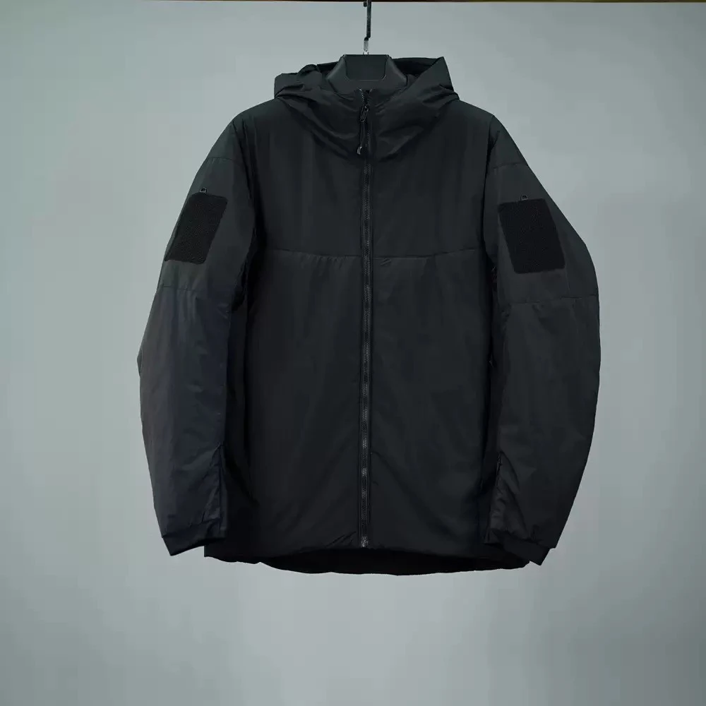秋冬户外男士轻量防风防水保暖连帽战术立领棉服外套