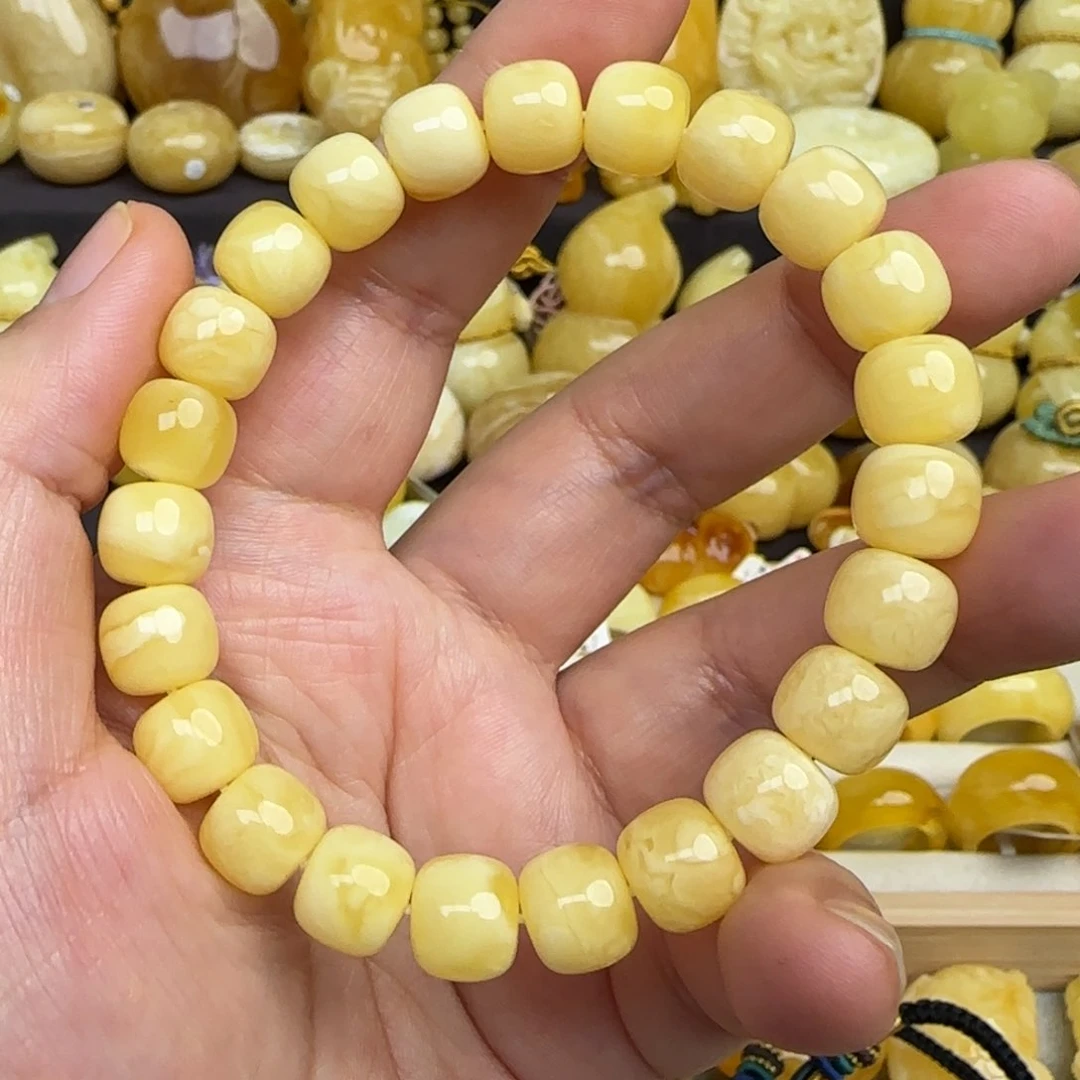 蜜蜡手链未镶嵌?***?天然俄料蜜蜡老型珠手串