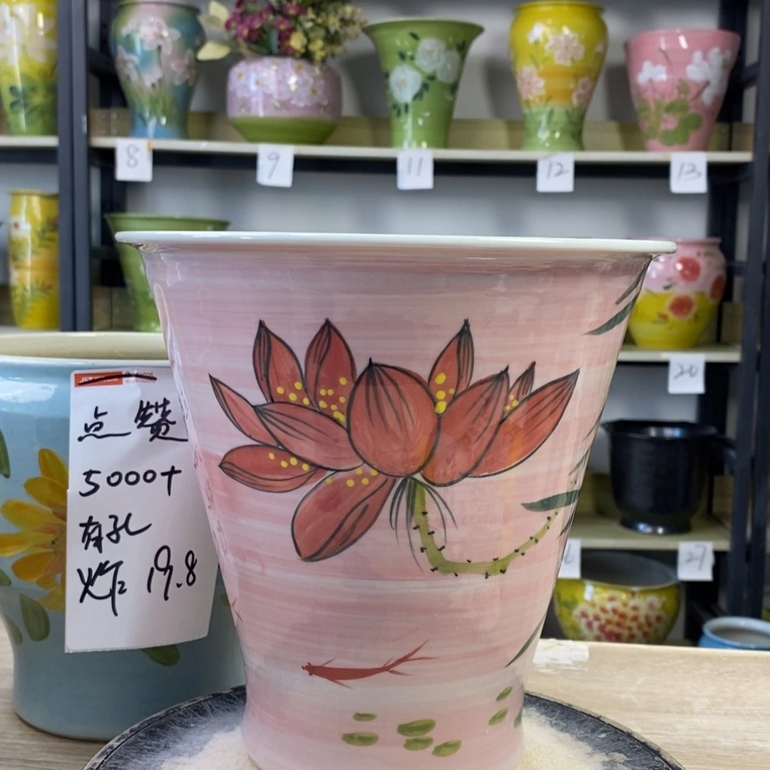 景德镇手工手绘陶瓷花盆
