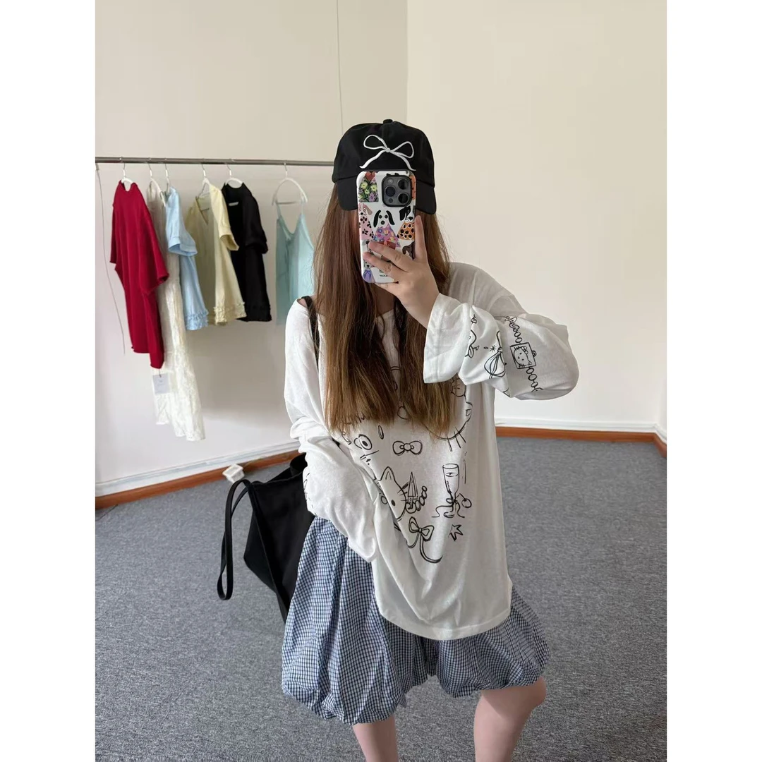 FRVXO少女圆领印花轻薄T恤