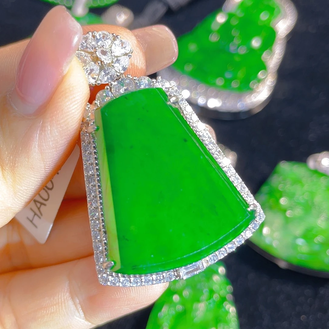 翡翠银S925镶嵌颈饰天然