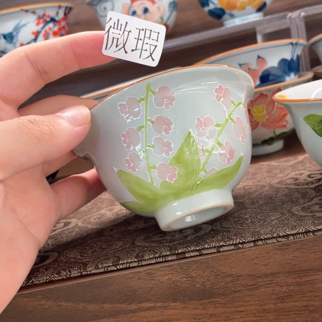 釉下手绘茶具微瑕