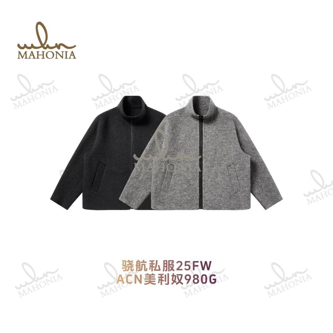 骁航私服混染双面羊毛大拉链立领羊毛外套极简秋冬设计师款男女