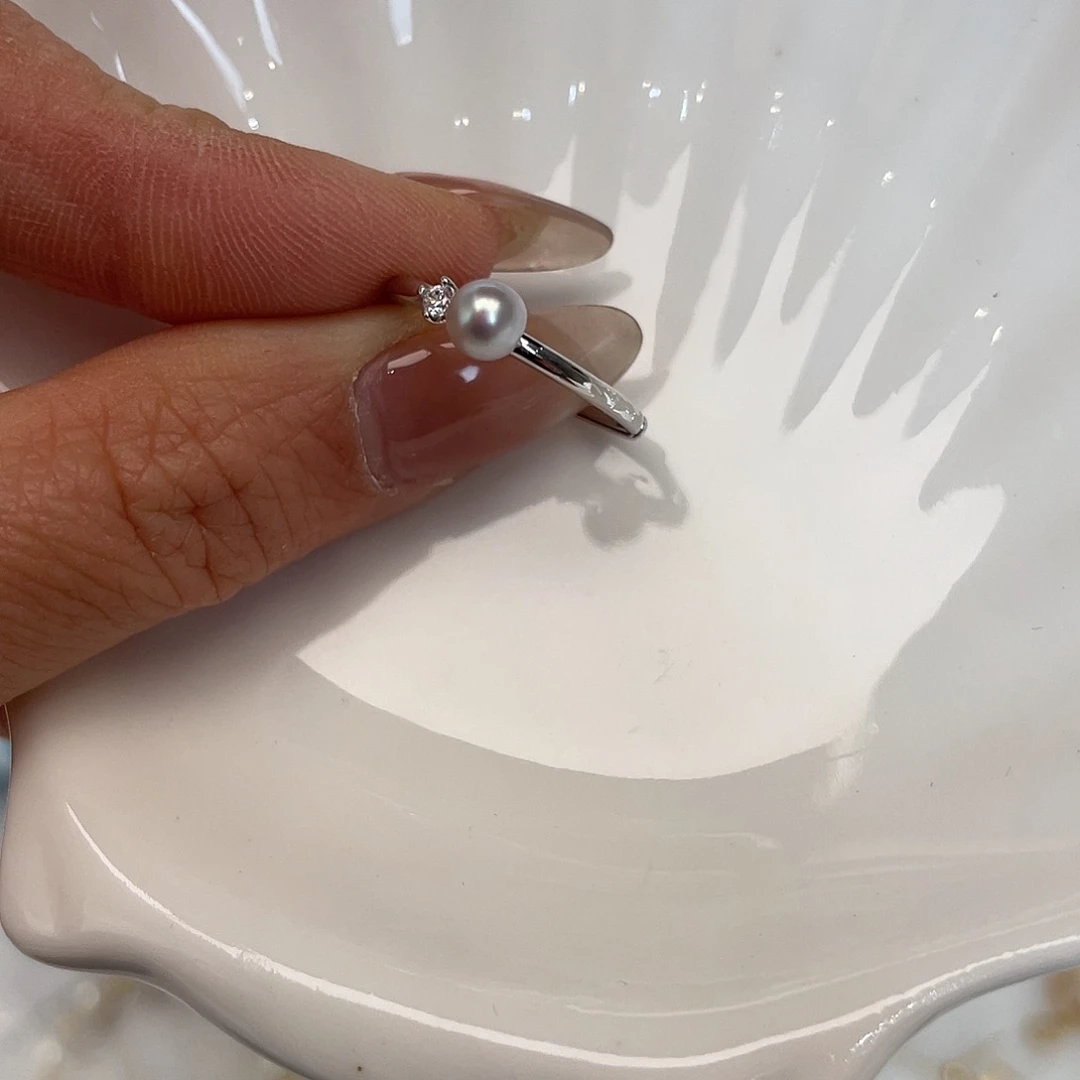 戒指银S925镶嵌海水珍珠