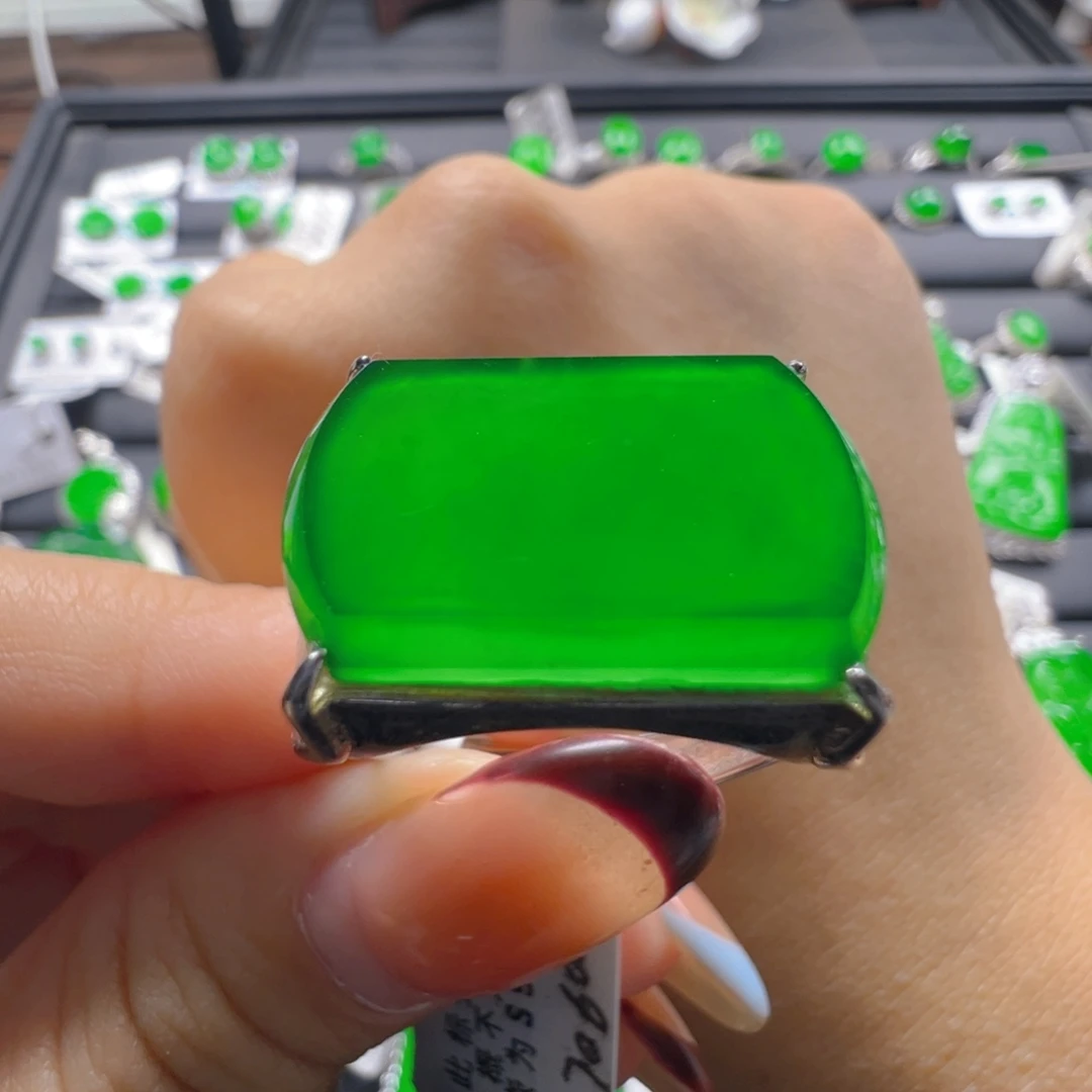 免***单翡翠银S925镶嵌颈饰马鞍戒指