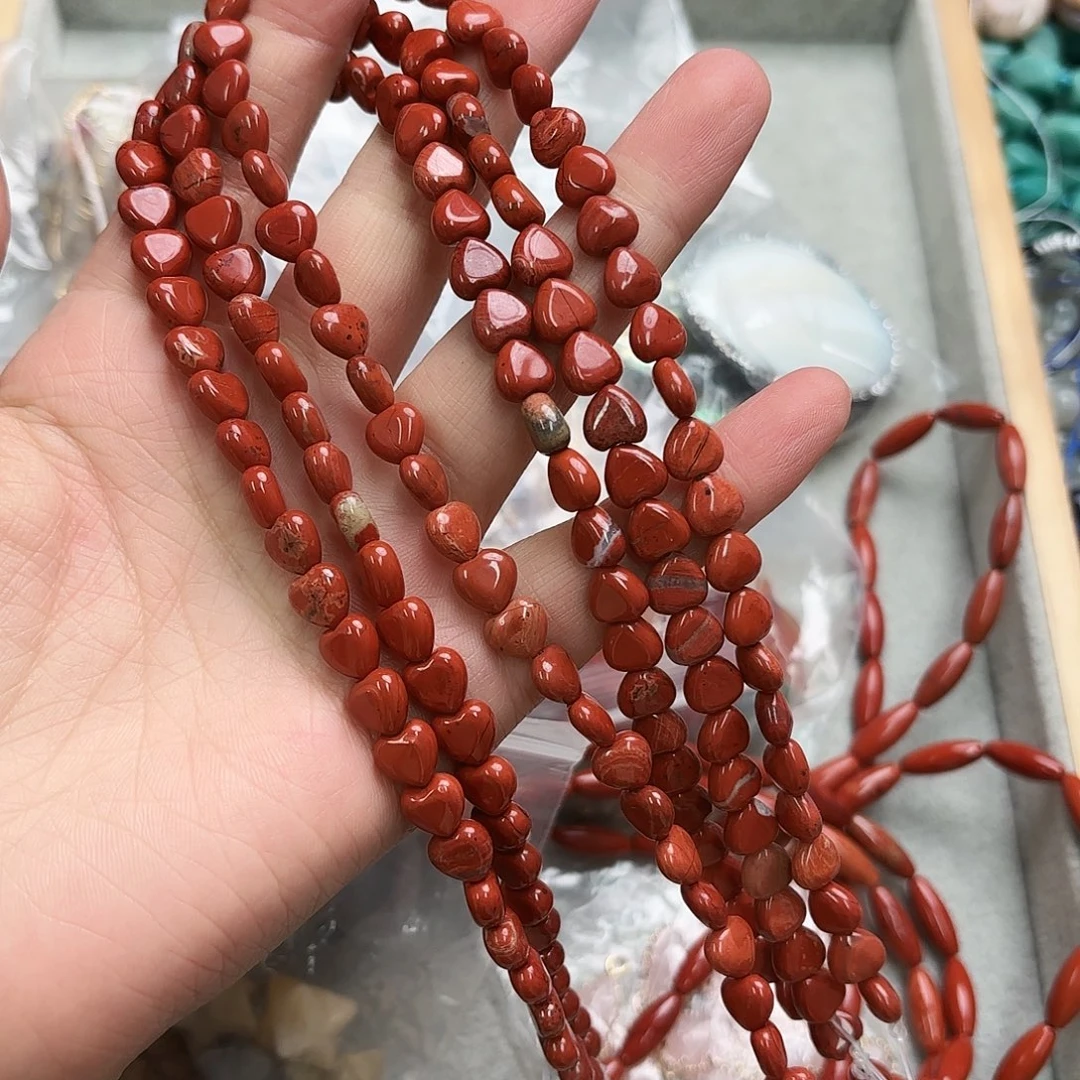 玛瑙/玉髓未镶嵌珠宝半成品卡8红石爱心一条