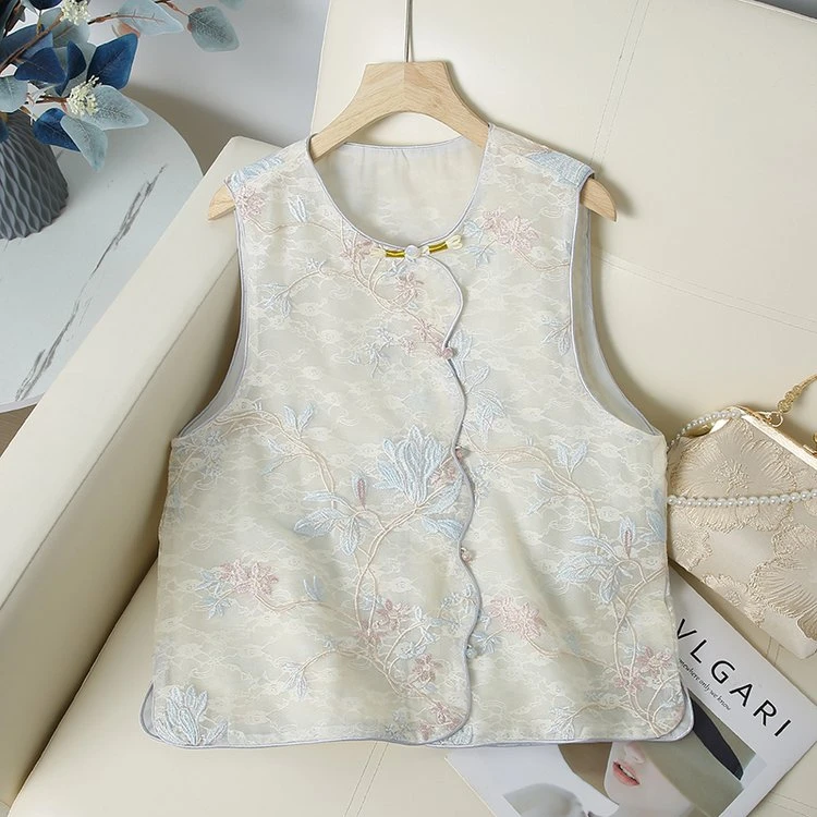 新中式国风女装马甲夏季新款时尚高级轻薄柔软透气高贵优雅女上衣