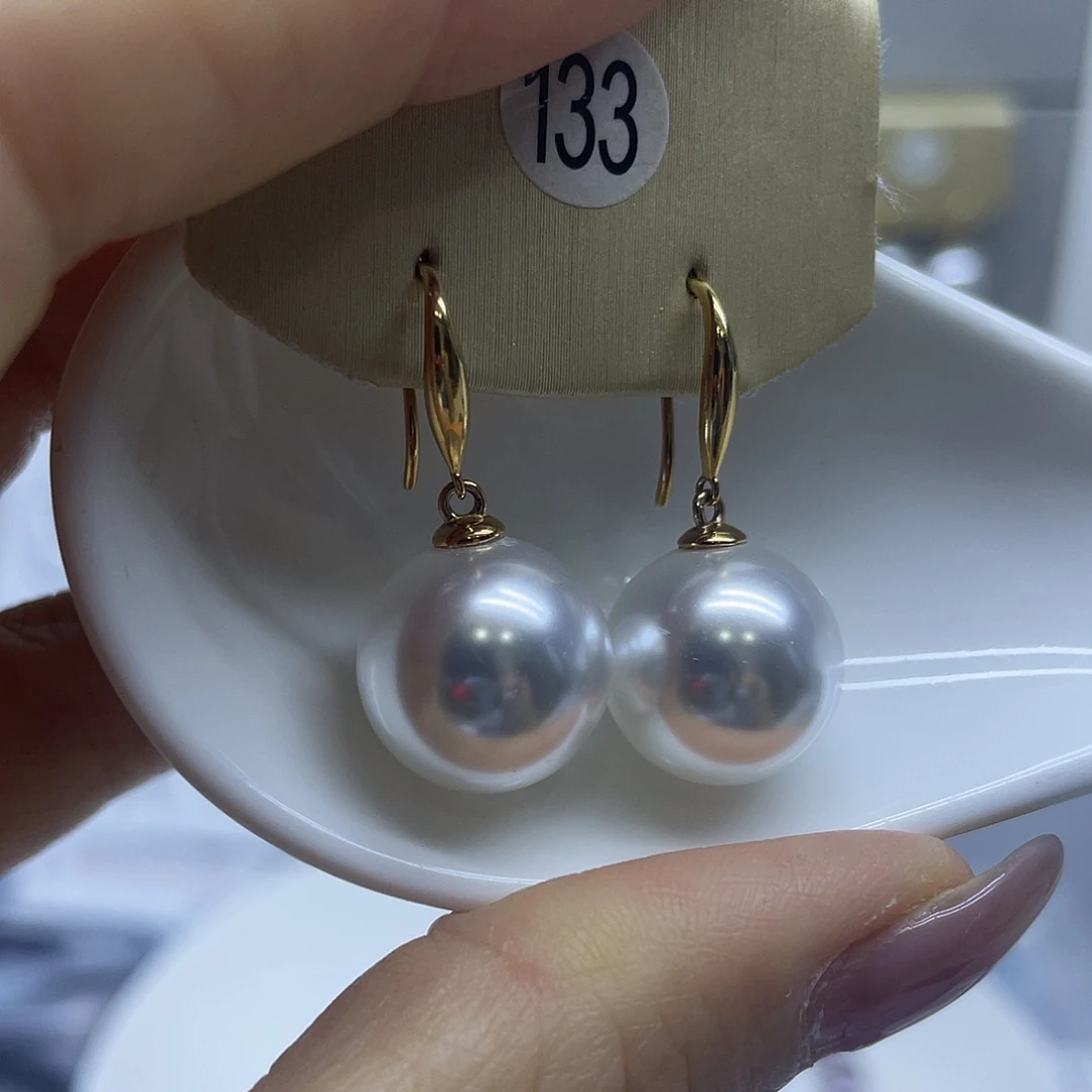 银S925镶嵌淡水珍珠耳饰