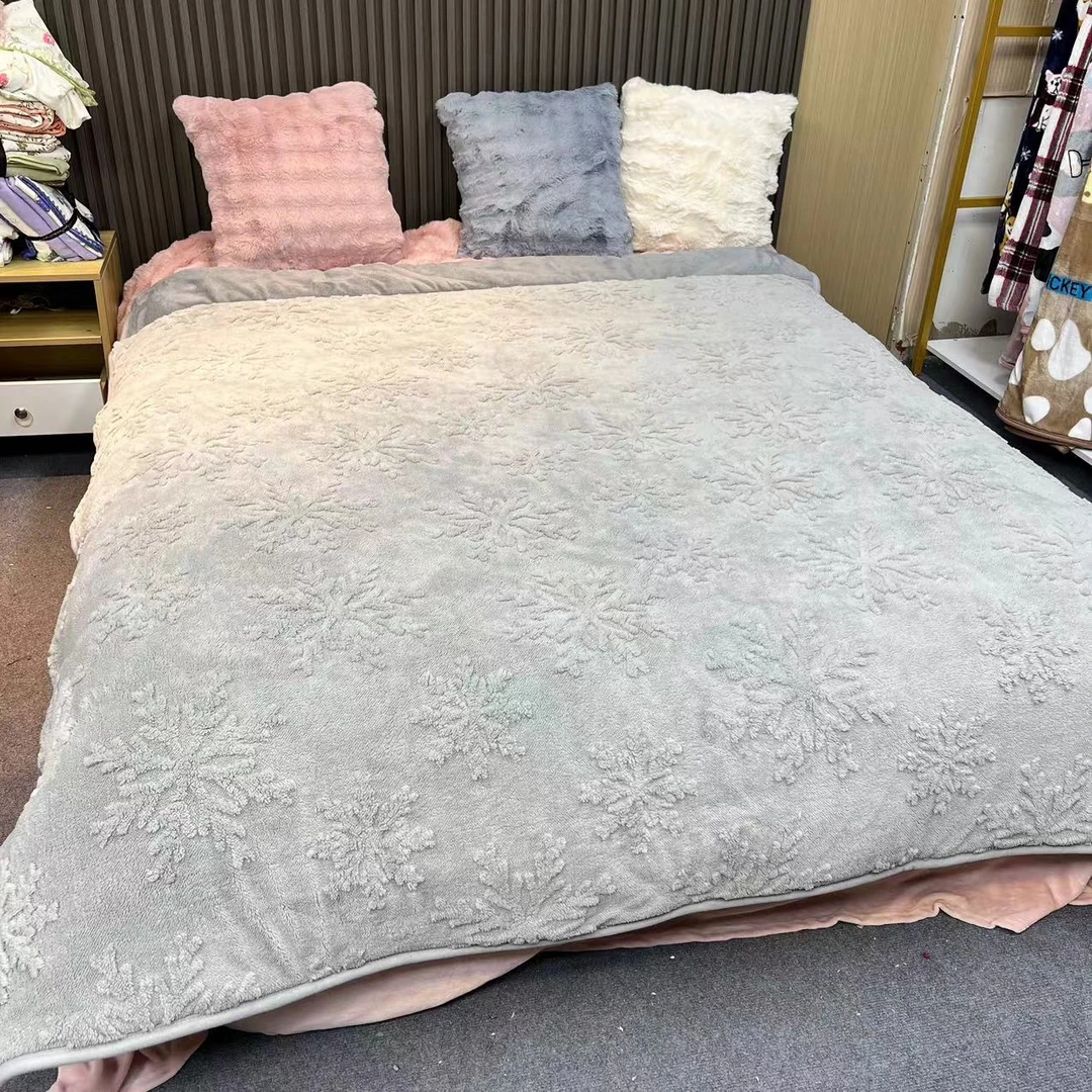 老姚家纺 1.5*2 灰色雪花阳离子牛奶绒单人秋冬被子 加绒加厚