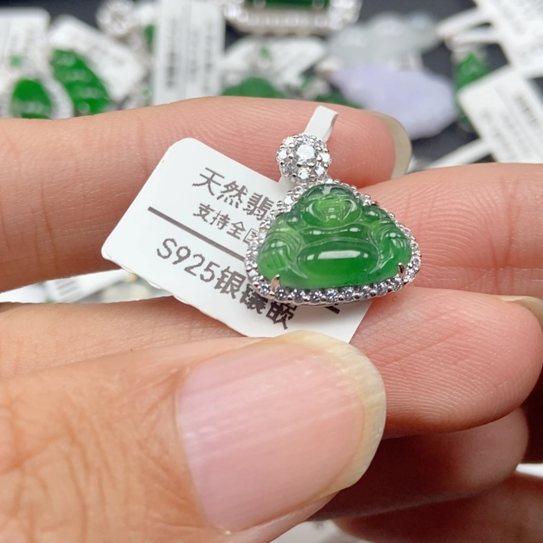翡翠银S925镶嵌吊坠(不含链)
