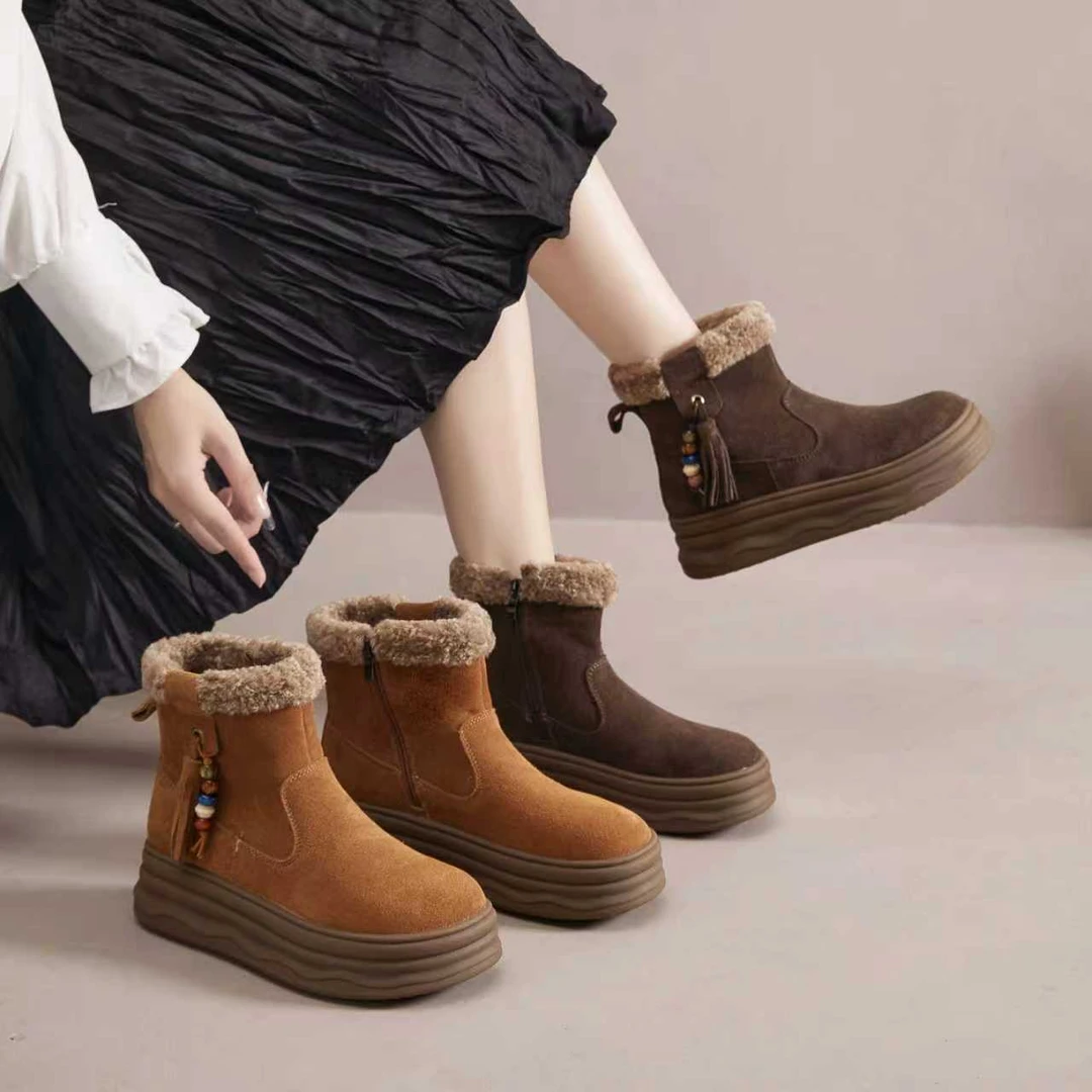 甲乙丙丁女鞋冬季靴子低帮保暖时尚雪地靴中等承托雪地靴加厚