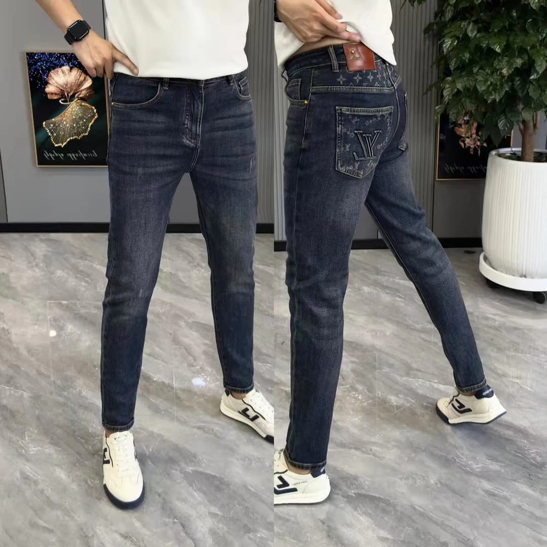 牛仔裤秋季新款印花男士长裤修身显瘦牛仔裤男款男士秋冬款裤子