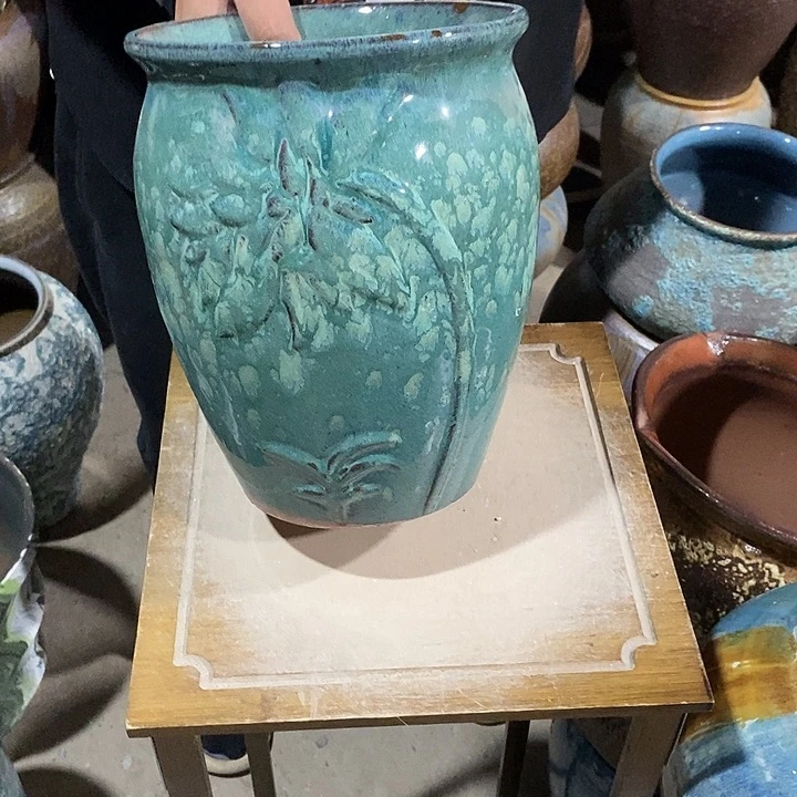 紫砂花盆口20高度25绿色………