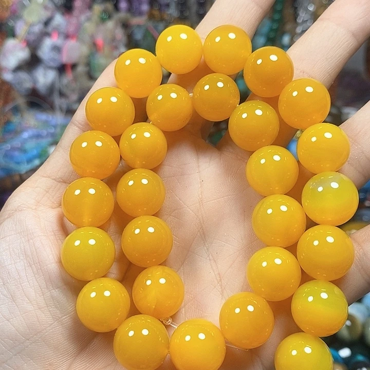 未镶嵌玛瑙/玉髓珠宝半成品A级黄玛瑙卡14mm
