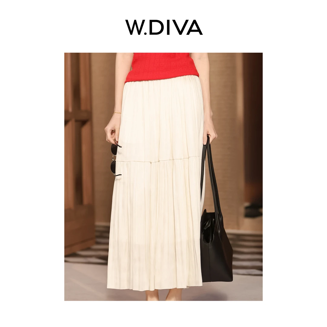 W.Diva【风吟】夏季欧若风优雅随性高腰宽松大圆摆半裙51K121452