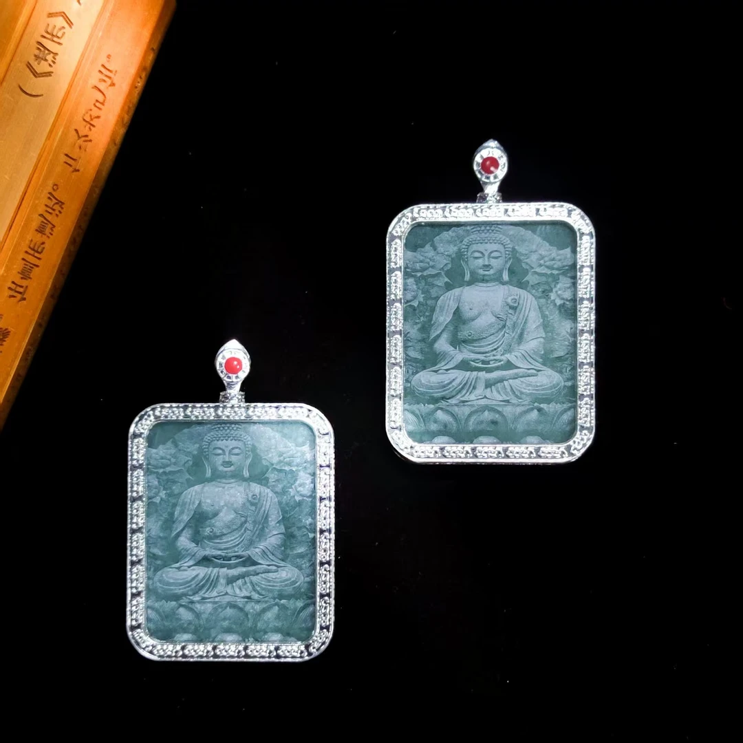 AT5449【福嘟嘟珠宝】A货翡翠唐卡观音吊坠-绑绳-多样性只发一件