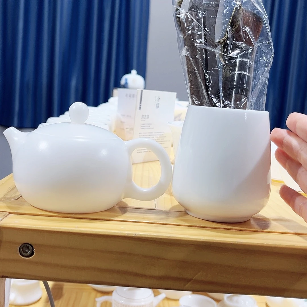 安***芬陶瓷郭老师大西施白色壶➕工厂6君子白色素烧