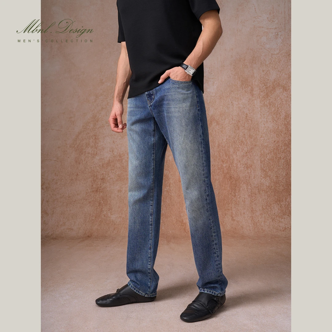 MBNL-F「Roccia牛仔」秦磊男装棉定纺蓝色水洗牛仔裤LL-SKZ2061