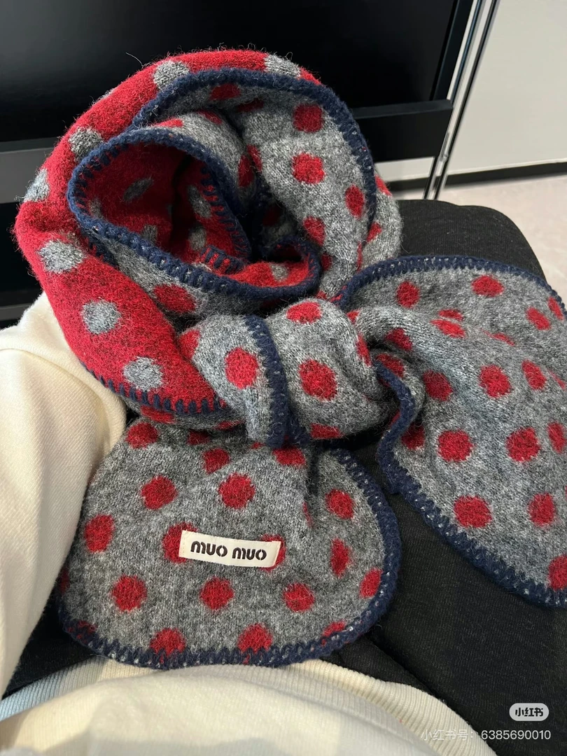 厚款韩系保暖围巾复古格子女编织百搭拼色波点