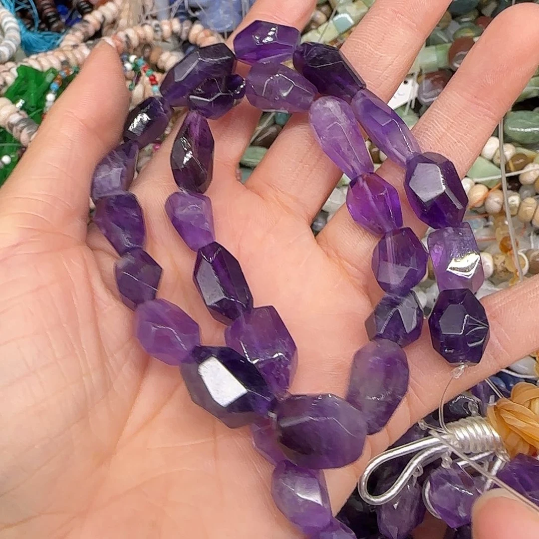 玛瑙/玉髓合金珠宝半成品紫水晶手工8-10mm一条