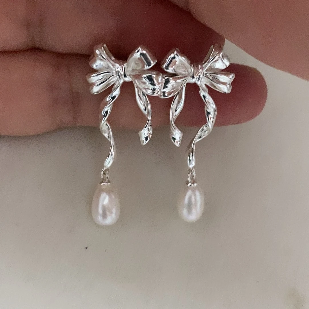 银S925镶嵌耳饰淡水珍珠