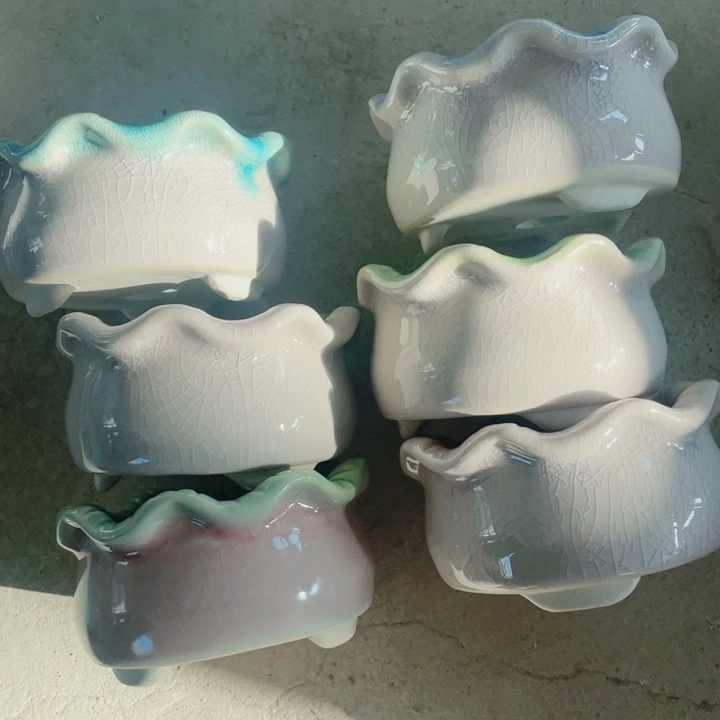 陶瓷新品半手工花盆浮力炸