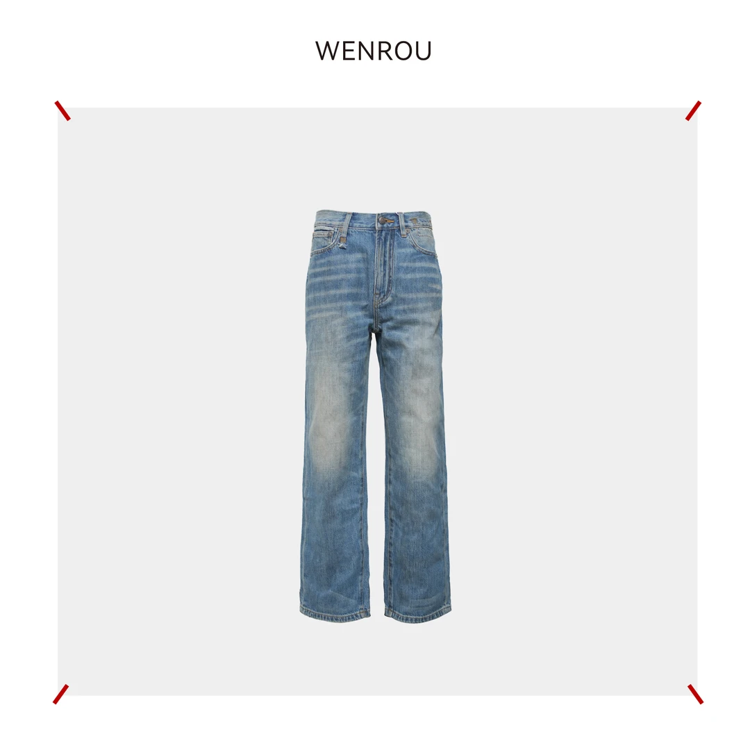 温柔自知 土耳其 通勤休闲 百搭小直筒牛仔裤23296