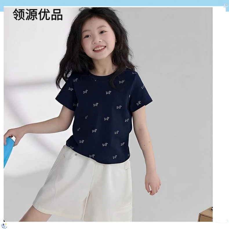 洋气韩版纯棉薄款宽松时尚儿童夏装中大童童装2025夏季新款儿童时