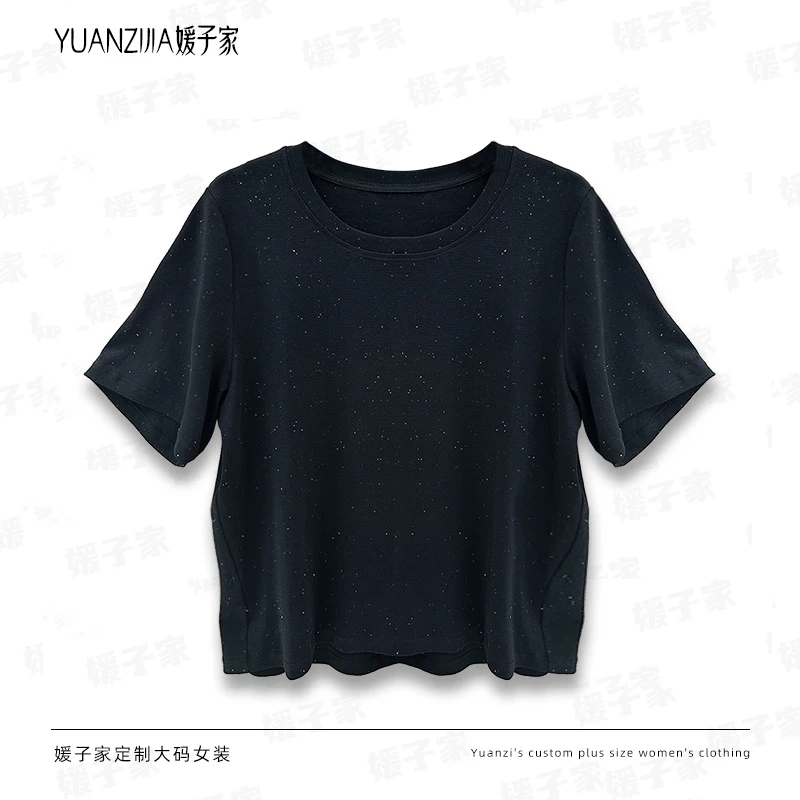 媛子大码小众设计款上衣T恤刺绣百搭宽松显瘦时尚休闲风短袖韩版