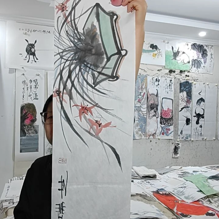 竖款25*100CM，无装裱，横幅，兰花