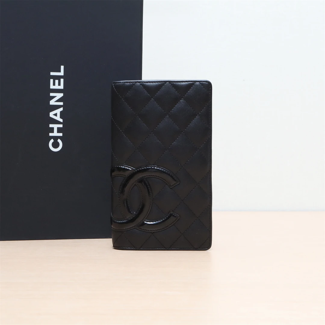 95新 Chanel/香奈儿 中古 康鹏长款翻盖钱包 黑色 TP028116