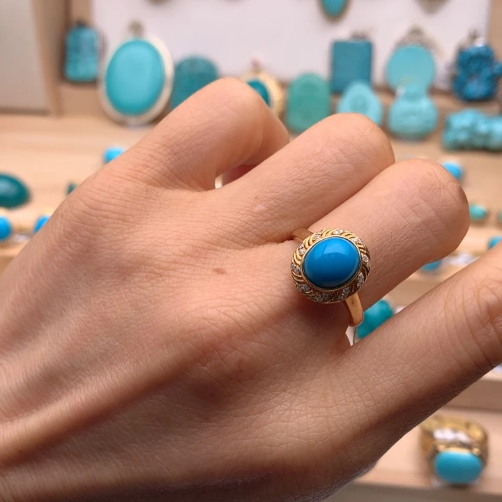 绿松石18K金镶嵌珠宝奇石