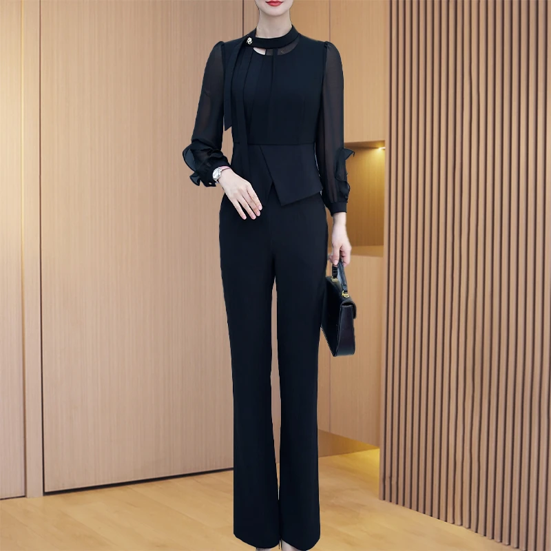阔太太长袖两件套春装女2025超火爆款轻奢通勤高级感洋气优雅套裤