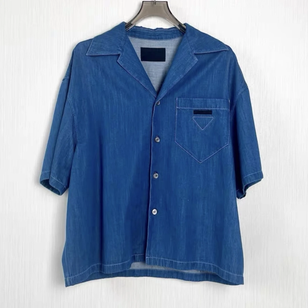 全新未使用 Prada/普拉达 积分-100汤/P205843755/蓝色布衬衫