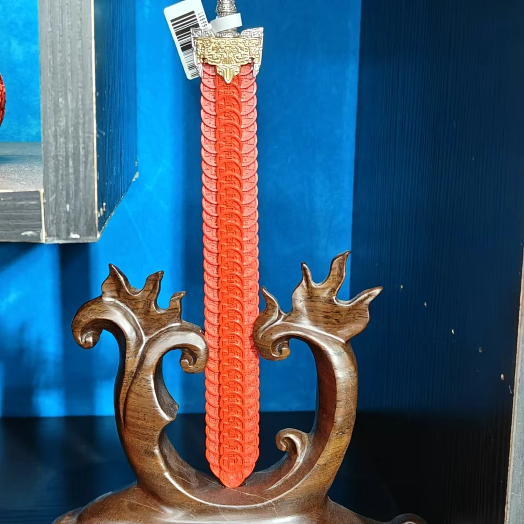 五帝钱剑砂砂银摆件