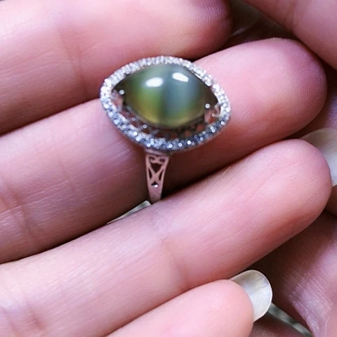 和田玉银S925镶嵌戒指