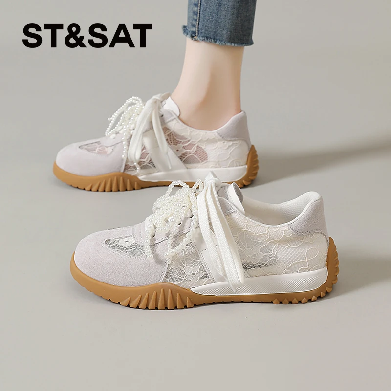 星期六户外登山德训鞋女2025新款夏百搭休闲鞋显高网面运动鞋板鞋