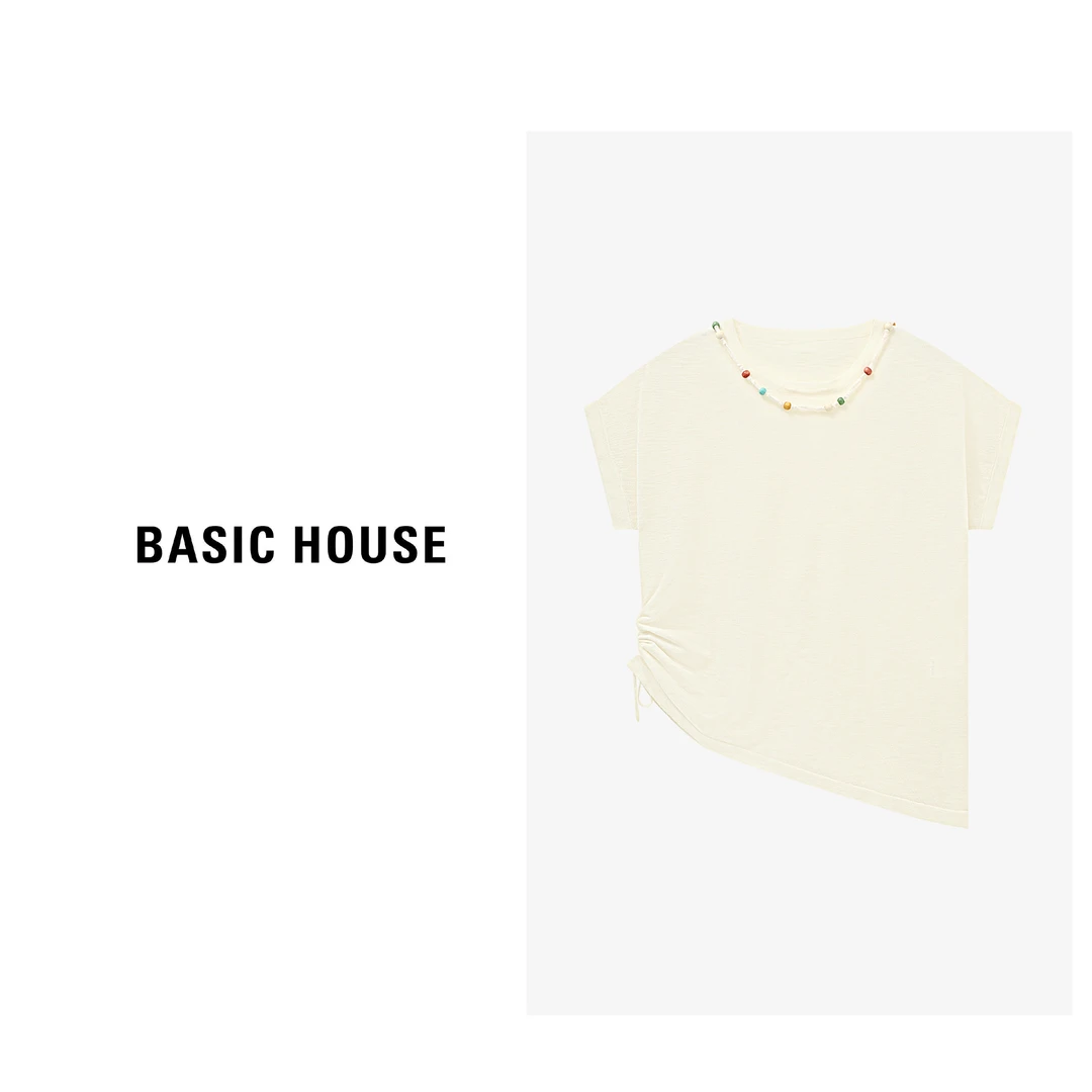 Basic House/百家好夏季简约设计感舒适T恤针织衫-B0625B5DLM2