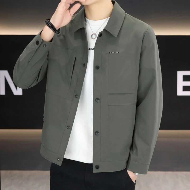 费维莫尔男士翻领夹克衫外套春秋季新款高端潮流时尚百搭休闲男装