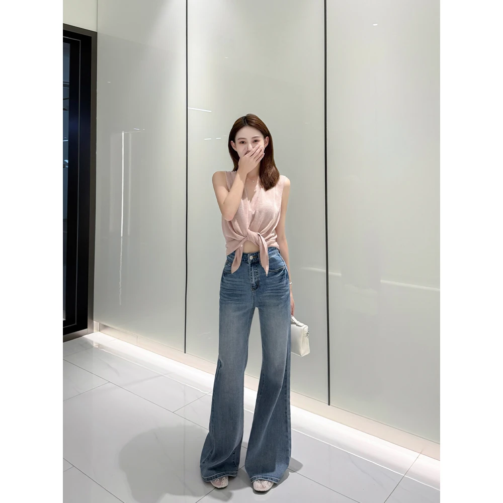 IFMR秋冬季中高腰显瘦微喇牛仔裤女2025新款爆款宽松时尚百搭裤子