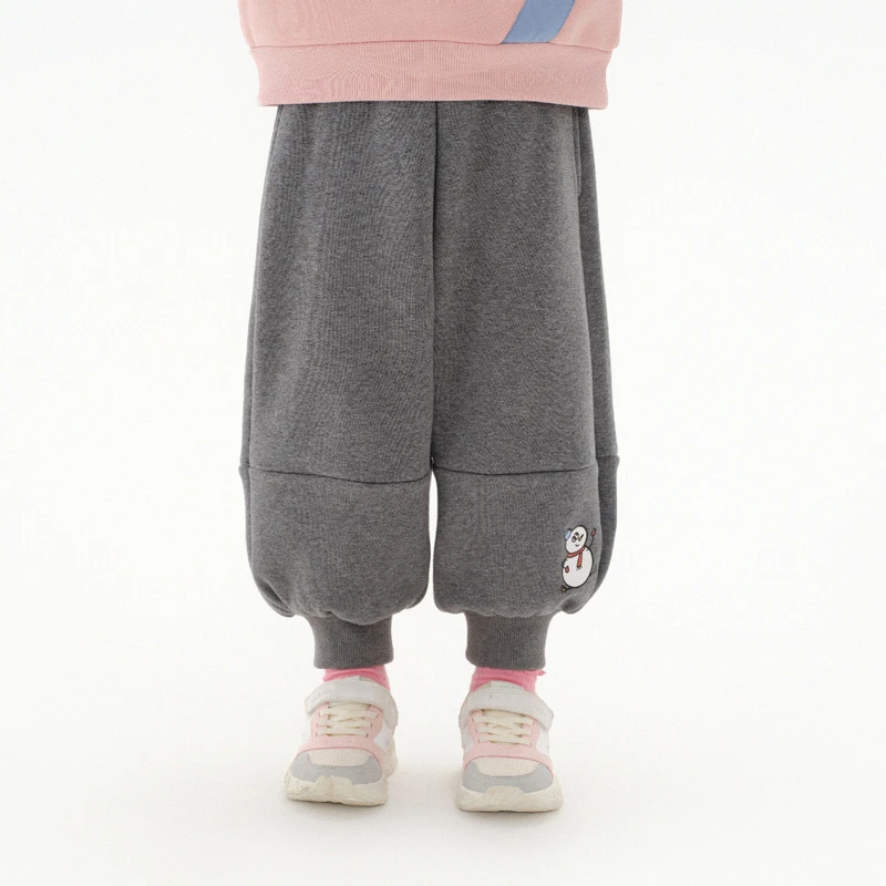 马拉丁童装儿童裤子冬男小童趣味印花撞色拼接针织束脚长裤