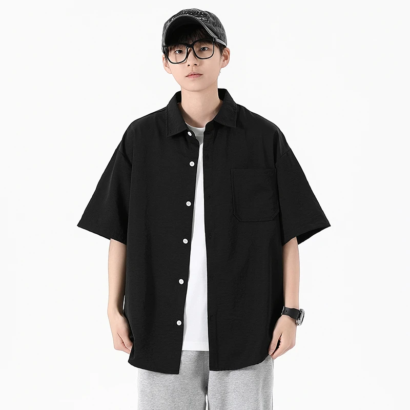 大码短袖男t恤衬衫加肥加大男装夏季少年感衬衣外套胖子薄款300斤