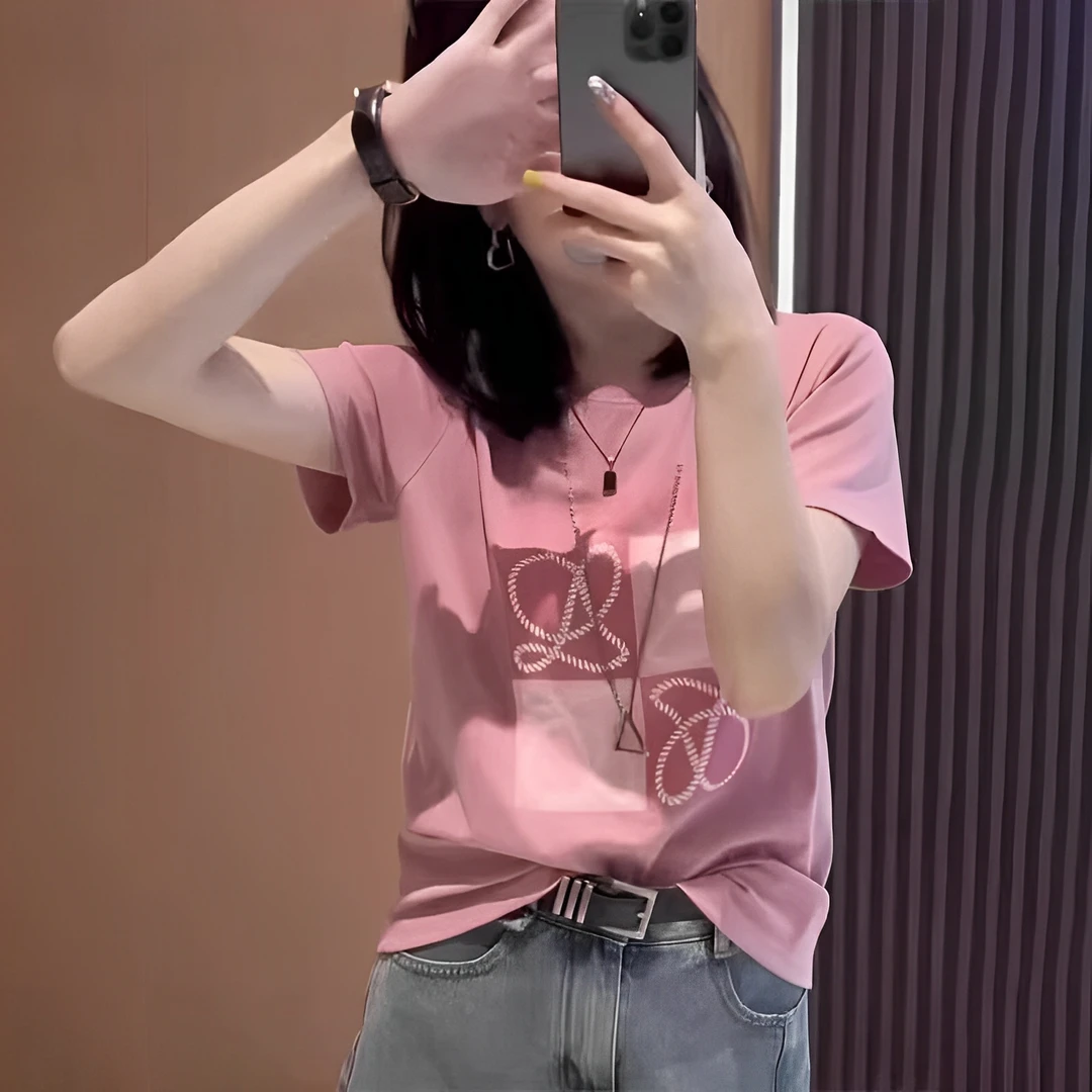 欧货纯棉圆领短袖t恤女2025夏季款韩版宽松时尚休闲半袖体恤上衣