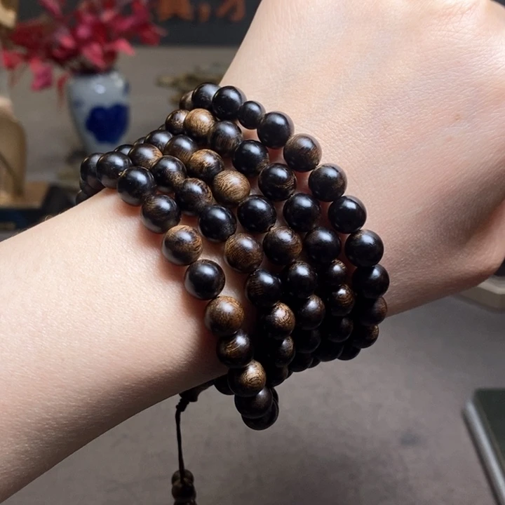 沉香手串越南芽庄白棋楠瘤疤0.8×108